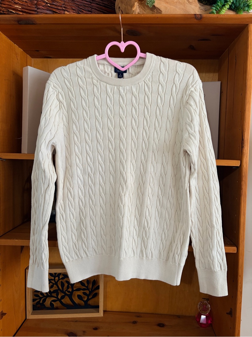 J.Crew Cable Knit Crewneck Sweater Ivory Size S Minimalist - Picture 3 of 7